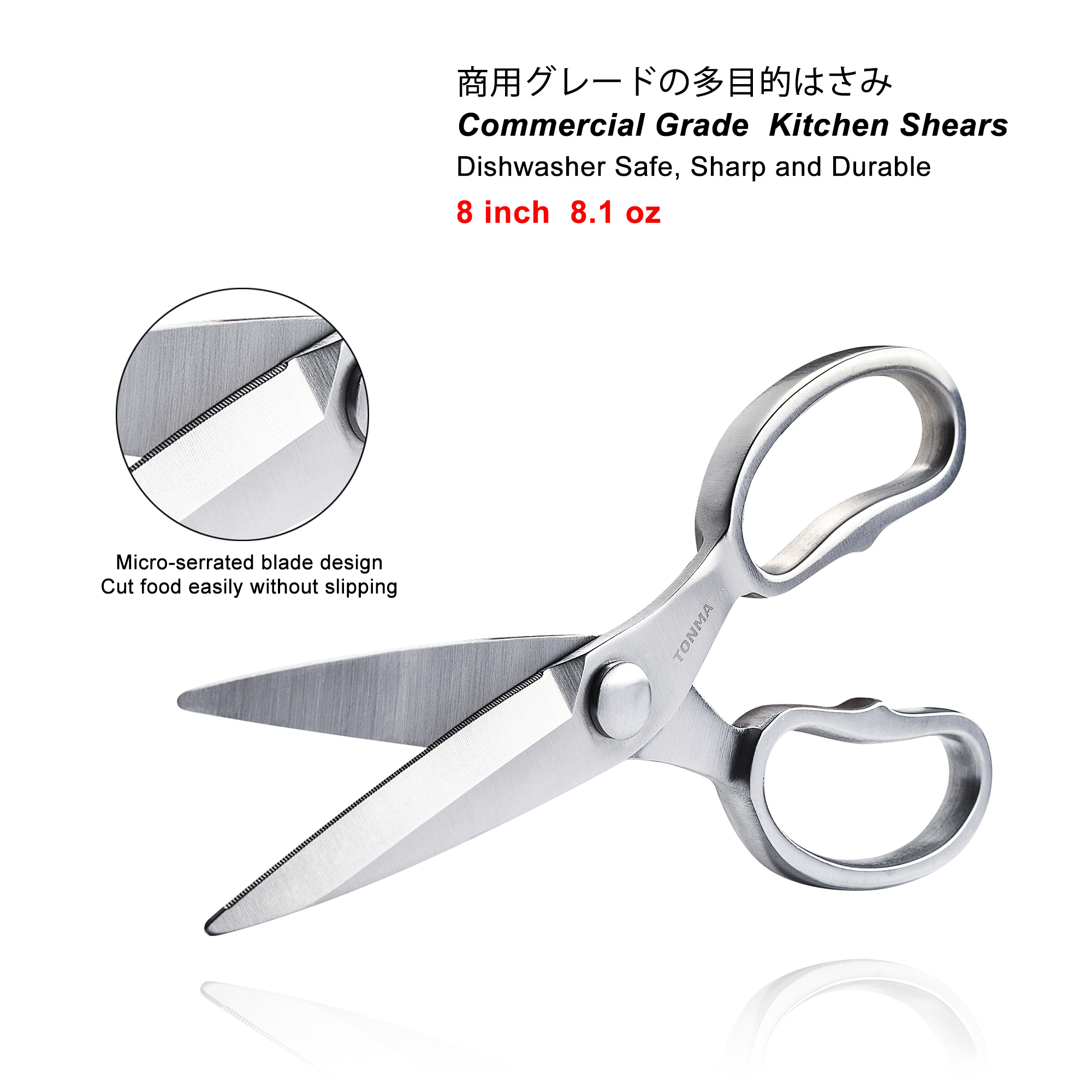 Kitchen Shears, Multi-function Heavy Duty Dishwasher Safe Poultry Shears,  Food Grade Stainless Steel Sharp Utility Scissors for Food, White